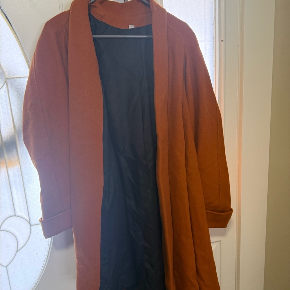 Rust Orange Open Front Coat 100% wool